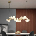 Eli Glass Globes Linear Chandelier For Dining Room - 8 LightsGrayCool white 6000Klampmodern