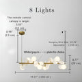 Eli Glass Globes Linear Chandelier For Dining Room - 12 LightsGrayCool white 6000Klampmodern