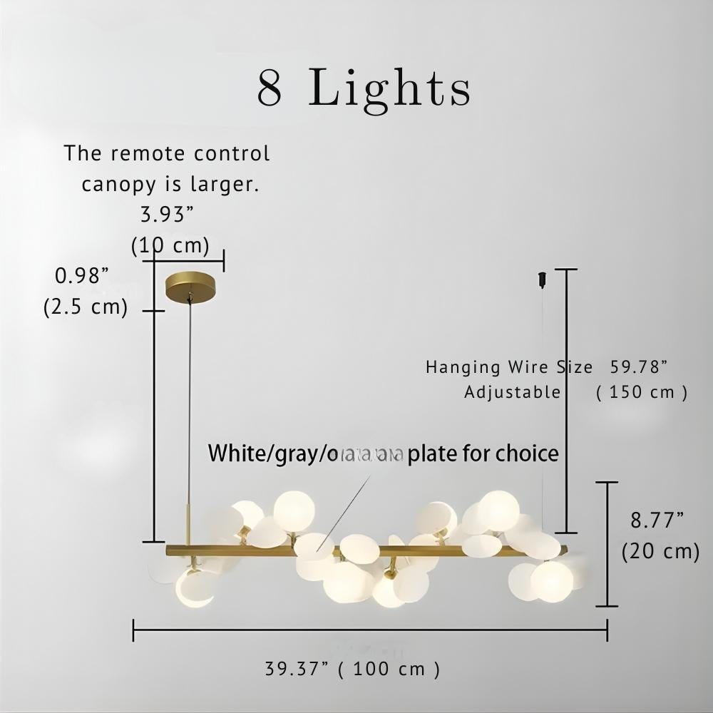 Eli Glass Globes Linear Chandelier For Dining Room - 12 LightsGrayCool white 6000Klampmodern