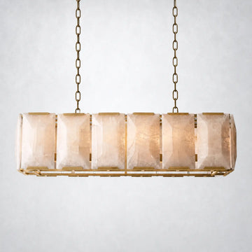 Ellington Alabaster Rectangular Chandelier 42’’ - Lacquered Brass - Chandelier