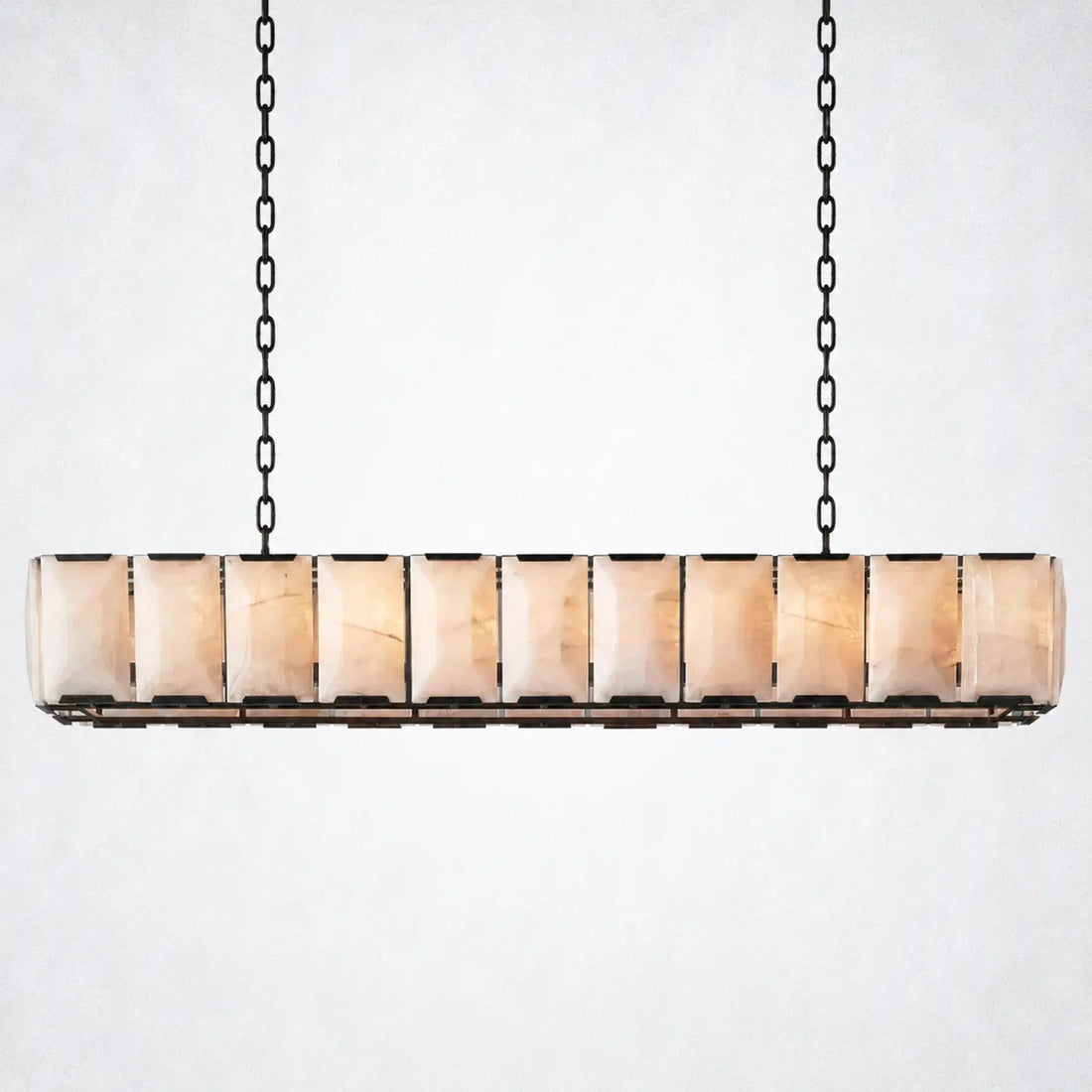 Ellington Alabaster Rectangular Chandelier 74’’ - Lacquered Brass - Chandelier
