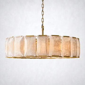 Ellington Alabaster Round Chandelier 43’’ - Lacquered Brass - Chandelier