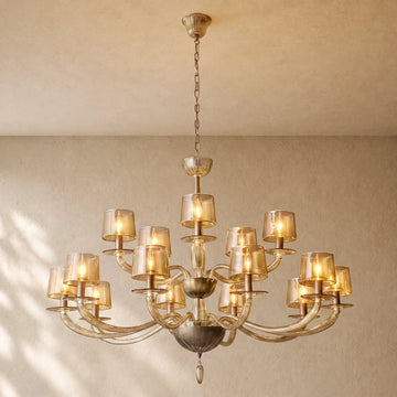 Giulien Amber Glass Tiered Round Chandelier