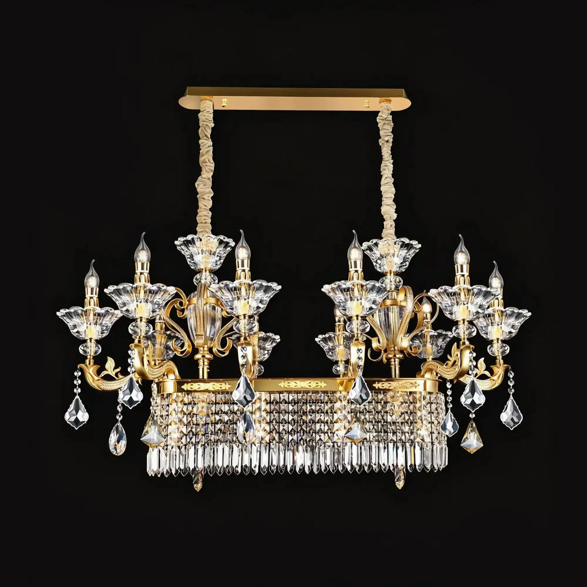 Eternal Baroque Revival Chandelier Series with Diamond - Inspired Crystal - Studded Light Arms - 13 Lights/Rectangular/L48.03"*W23.62"*H33.46"(L122cm*W60cm*H85cm)Warm Lightlampmodern