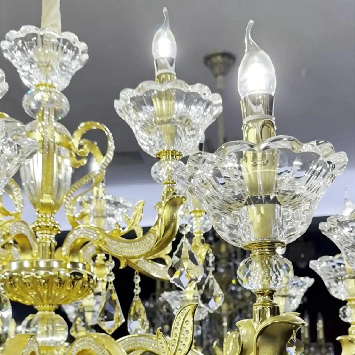 Eternal Baroque Revival Chandelier Series with Diamond - Inspired Crystal - Studded Light Arms - 48 Lights/D77.17"*H109.45"(D196cm*H278cm)Warm Lightlampmodern