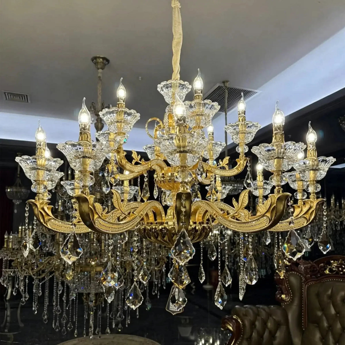 Eternal Baroque Revival Chandelier Series with Diamond - Inspired Crystal - Studded Light Arms - 48 Lights/D77.17"*H109.45"(D196cm*H278cm)Warm Lightlampmodern