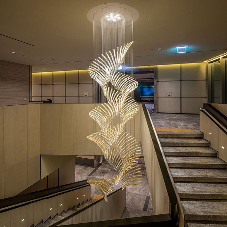 European Style Spiral Glass Chandelier for Staircase/Foyer/Hotel/Villa - lampmodern