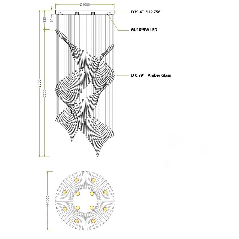 European Style Spiral Glass Chandelier for Staircase/Foyer/Hotel/Villa - lampmodern