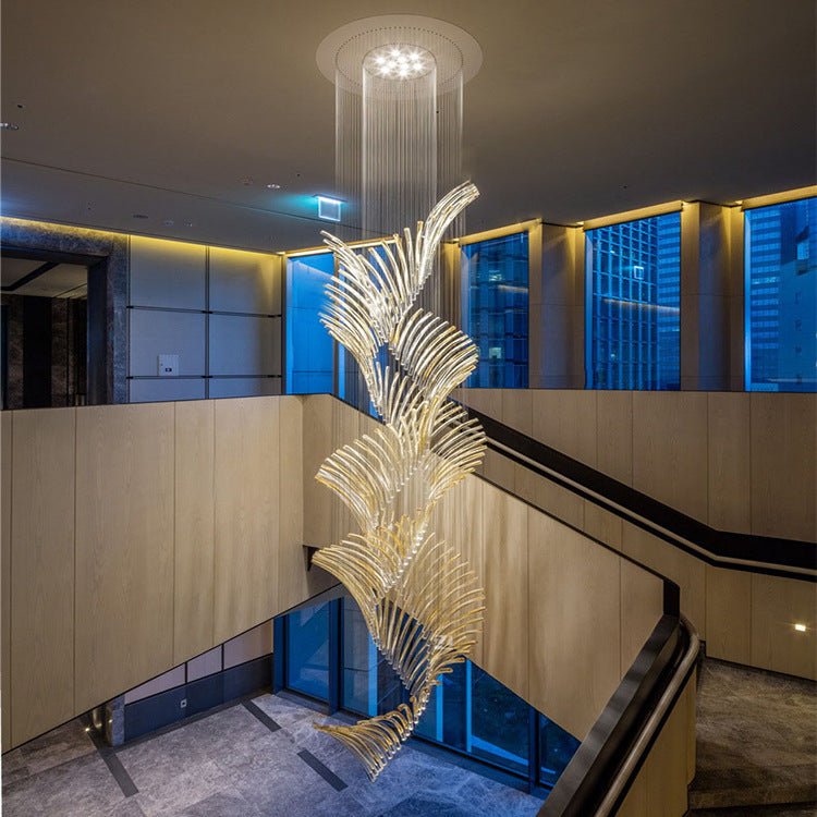 European Style Spiral Glass Chandelier for Staircase/Foyer/Hotel/Villa - lampmodern
