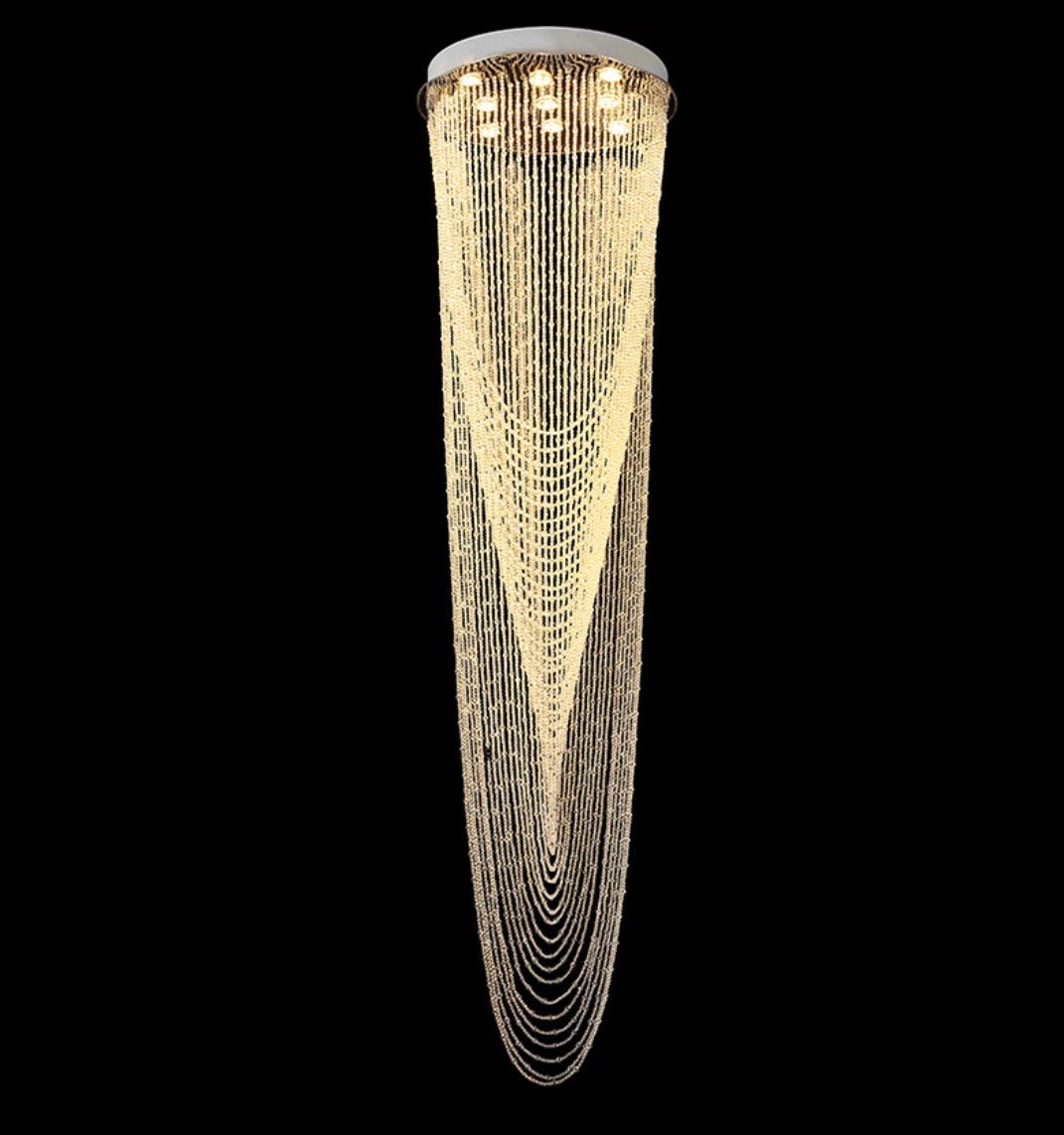 Extra Large Affordable Luxury Tiered Tassel Watefall Crystal Chandelier for Spiral Staircase/Villa/Hotel Lobby/Foyer - lampmodern