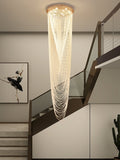 Extra Large Affordable Luxury Tiered Tassel Watefall Crystal Chandelier for Spiral Staircase/Villa/Hotel Lobby/Foyer - lampmodern