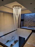 Extra Large Affordable Luxury Tiered Tassel Watefall Crystal Chandelier for Spiral Staircase/Villa/Hotel Lobby/Foyer - lampmodern