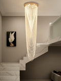 Extra Large Affordable Luxury Tiered Tassel Watefall Crystal Chandelier for Spiral Staircase/Villa/Hotel Lobby/Foyer - lampmodern
