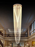 Extra Large Affordable Luxury Tiered Tassel Watefall Crystal Chandelier for Spiral Staircase/Villa/Hotel Lobby/Foyer - lampmodern