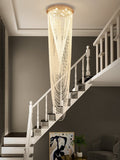 Extra Large Affordable Luxury Tiered Tassel Watefall Crystal Chandelier for Spiral Staircase/Villa/Hotel Lobby/Foyer - lampmodern