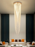 Extra Large Affordable Luxury Tiered Tassel Watefall Crystal Chandelier for Spiral Staircase/Villa/Hotel Lobby/Foyer - lampmodern
