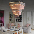 Extra Large Art Multi - tier Aluminum Chain Tassel Chandelier for High - Ceiling Room - lampmodern