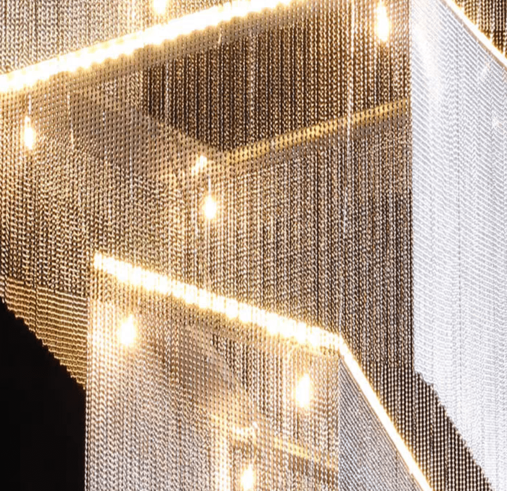 Extra Large Art Multi - tier Aluminum Chain Tassel Chandelier for High - Ceiling Room - lampmodern