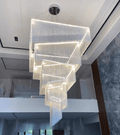 Extra Large Art Multi - tier Aluminum Chain Tassel Chandelier for High - Ceiling Room - lampmodern