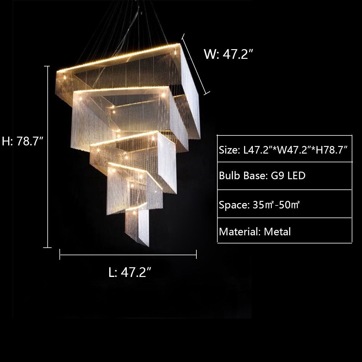 Extra Large Art Multi - tier Aluminum Chain Tassel Chandelier for High - Ceiling Room - lampmodern