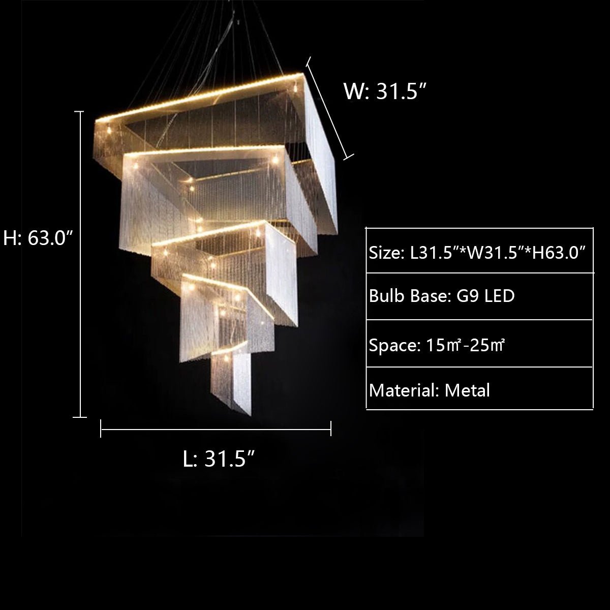 Extra Large Art Multi - tier Aluminum Chain Tassel Chandelier for High - Ceiling Room - lampmodern