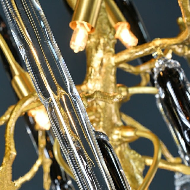 Extra Large Brass Tree Branch LED Chandelier Crystal Bar Drops Ceiling Light Fixture For Foyer Living Room Hall - lampmodern