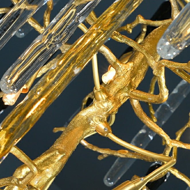 Extra Large Brass Tree Branch LED Chandelier Crystal Bar Drops Ceiling Light Fixture For Foyer Living Room Hall - lampmodern