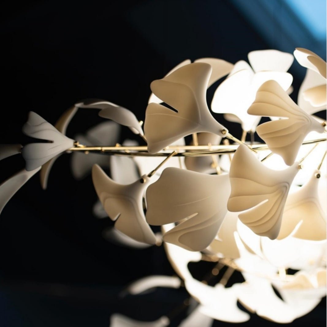 Extra Large Ceramics Twig White Flowers Chandelier Iron Tree Branch Pendant Light For Big Living/ Dining Room - lampmodern
