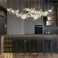 Extra Large Ceramics Twig White Flowers Chandelier Iron Tree Branch Pendant Light For Big Living/ Dining Room - lampmodern