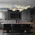 Extra Large Ceramics Twig White Flowers Chandelier Iron Tree Branch Pendant Light For Big Living/ Dining Room - lampmodern