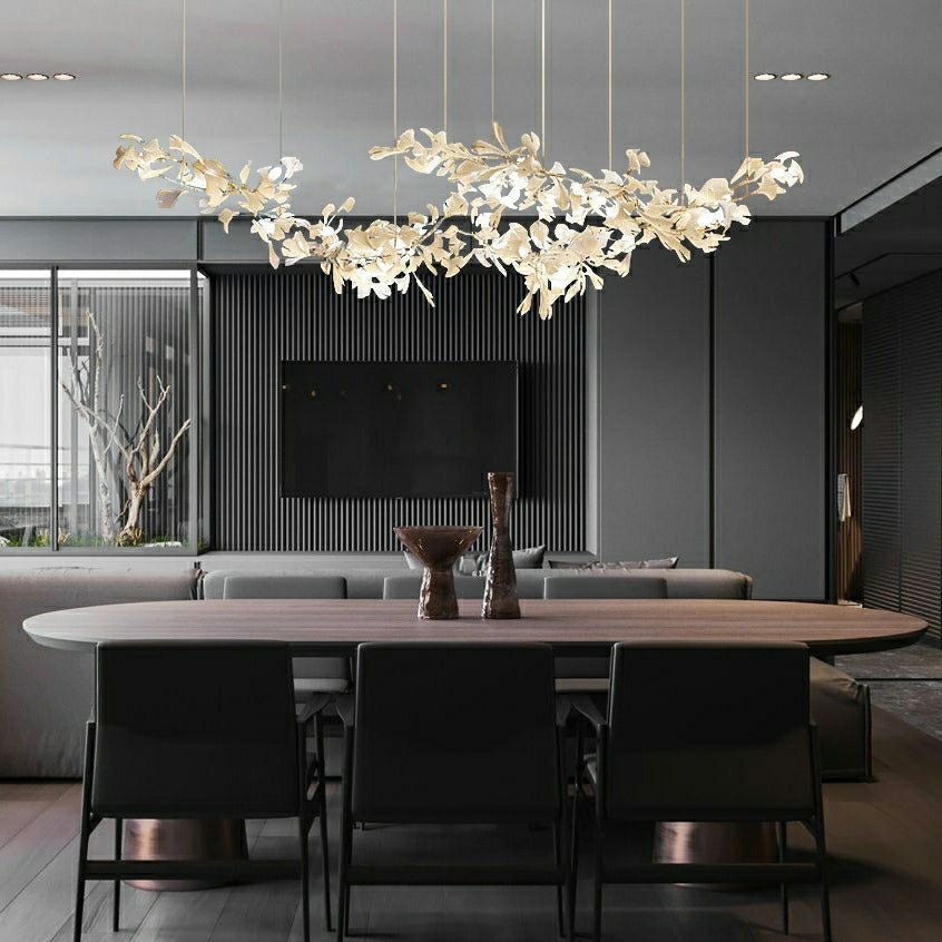 Extra Large Ceramics Twig White Flowers Chandelier Iron Tree Branch Pendant Light For Big Living/ Dining Room - lampmodern