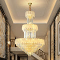 Extra Large Crystal Feather Style Chandelier Long Foyer Staircase Ceiling Lighting Fixture For Living Room - lampmodern