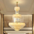 Extra Large Crystal Feather Style Chandelier Long Foyer Staircase Ceiling Lighting Fixture For Living Room - lampmodern