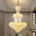 Extra Large Crystal Feather Style Chandelier Long Foyer Staircase Ceiling Lighting Fixture For Living Room - lampmodern