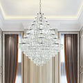 Extra Large Decorative Crystal Chandelier Foyer Hall Ceiling Light Fixture For Staircase In Gold/ Chrome - lampmodern