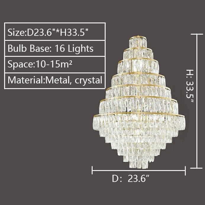 Extra Large Decorative Crystal Chandelier Foyer Hall Ceiling Light Fixture For Staircase In Gold/ Chrome - lampmodern