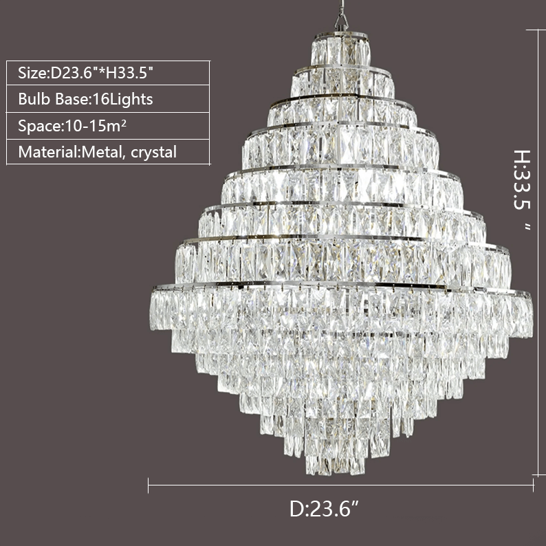 Extra Large Decorative Crystal Chandelier Foyer Hall Ceiling Light Fixture For Staircase In Gold/ Chrome - lampmodern