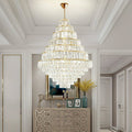 Extra Large Decorative Crystal Chandelier Foyer Hall Ceiling Light Fixture For Staircase In Gold/ Chrome - lampmodern