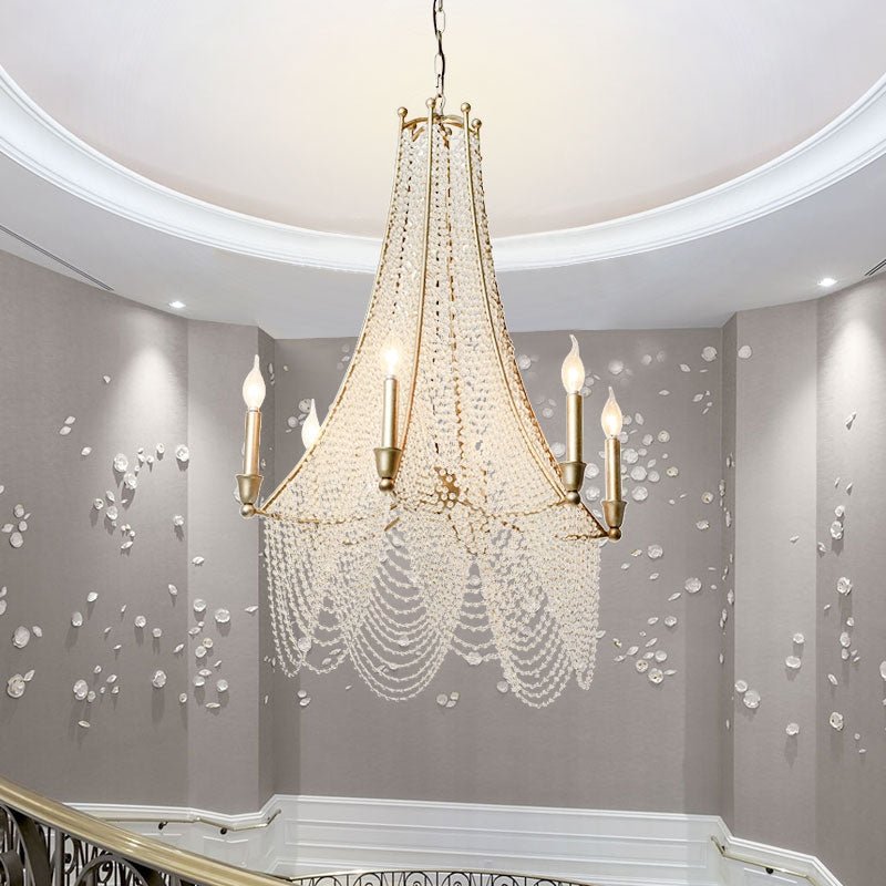 Extra Large European Crystal Beaded Chandelier Candle Light for Stairs / Duplex / Villa - lampmodern