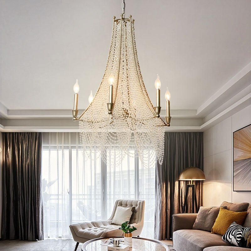 Extra Large European Crystal Beaded Chandelier Candle Light for Stairs / Duplex / Villa - lampmodern