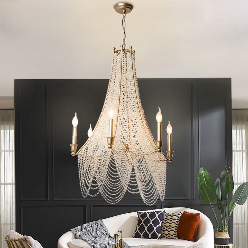 Extra Large European Crystal Beaded Chandelier Candle Light for Stairs / Duplex / Villa - lampmodern