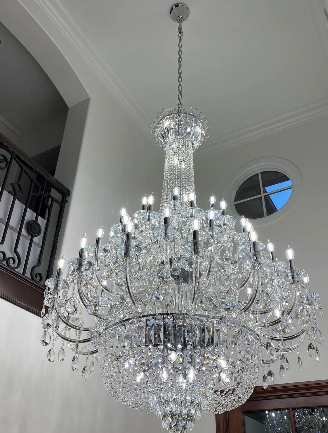 Extra Large European - style Multi - layers Candle Luxury Crystal Chandelier Gold Art Foyer/Staircase Decorative Light Fixture - lampmodern