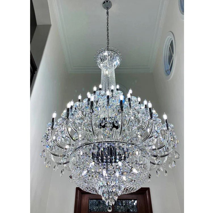 Extra Large European - style Multi - layers Candle Luxury Crystal Chandelier Gold Art Foyer/Staircase Decorative Light Fixture - lampmodern