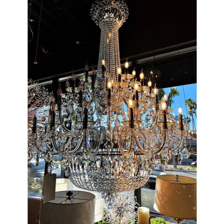 Extra Large European - style Multi - layers Candle Luxury Crystal Chandelier Gold Art Foyer/Staircase Decorative Light Fixture - lampmodern
