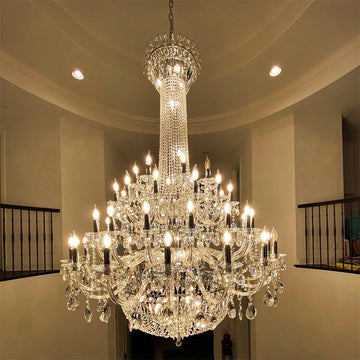 Extra Large European - style Multi - layers Candle Luxury Crystal Chandelier Gold Art Foyer/Staircase Decorative Light Fixture - lampmodern
