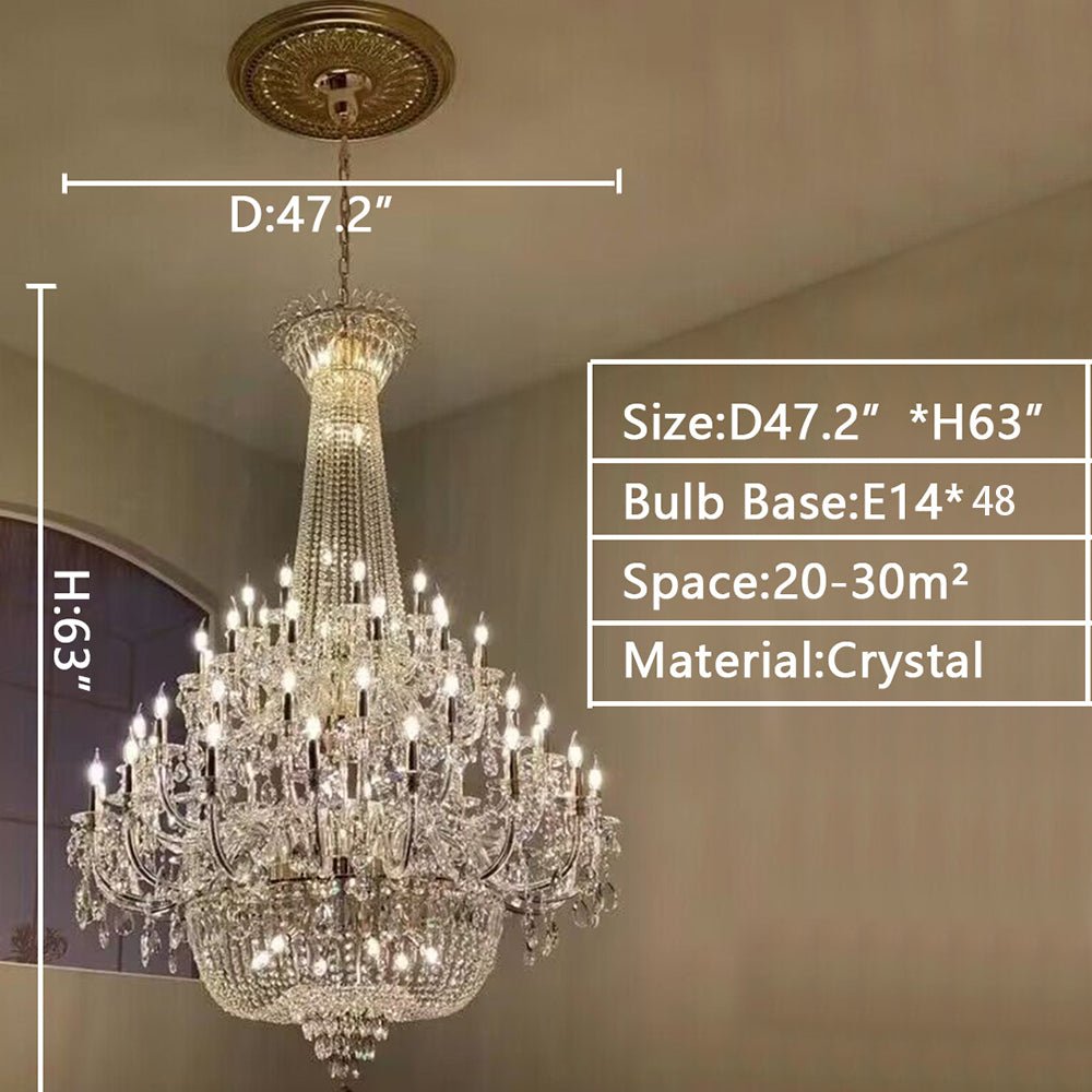 Extra Large European - style Multi - layers Candle Luxury Crystal Chandelier Gold Art Foyer/Staircase Decorative Light Fixture - lampmodern