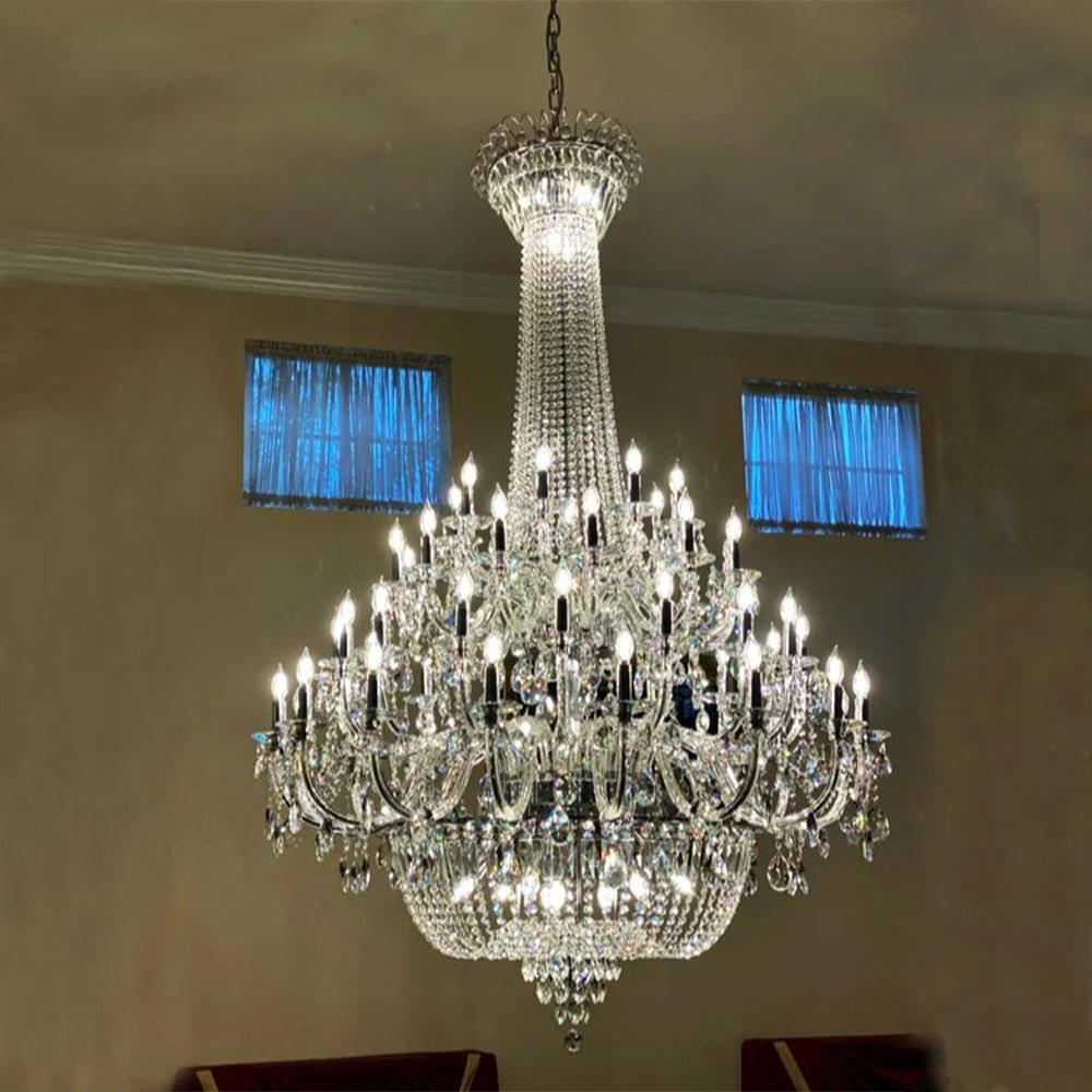 Extra Large European - style Multi - layers Candle Luxury Crystal Chandelier Gold Art Foyer/Staircase Decorative Light Fixture - lampmodern