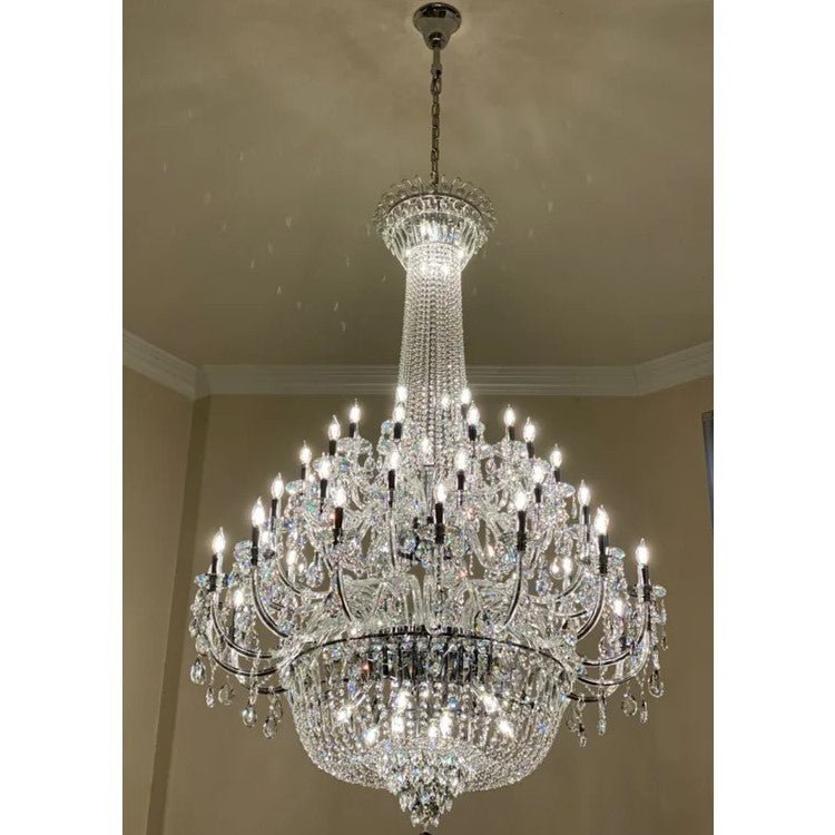 Extra Large European - style Multi - layers Candle Luxury Crystal Chandelier Gold Art Foyer/Staircase Decorative Light Fixture - lampmodern