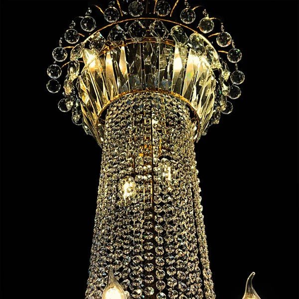 Extra Large European - style Multi - layers Candle Luxury Crystal Chandelier Gold Art Foyer/Staircase Decorative Light Fixture - lampmodern
