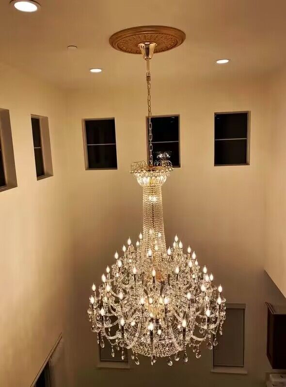 Extra Large European - style Multi - layers Candle Luxury Crystal Chandelier Gold Art Foyer/Staircase Decorative Light Fixture - lampmodern